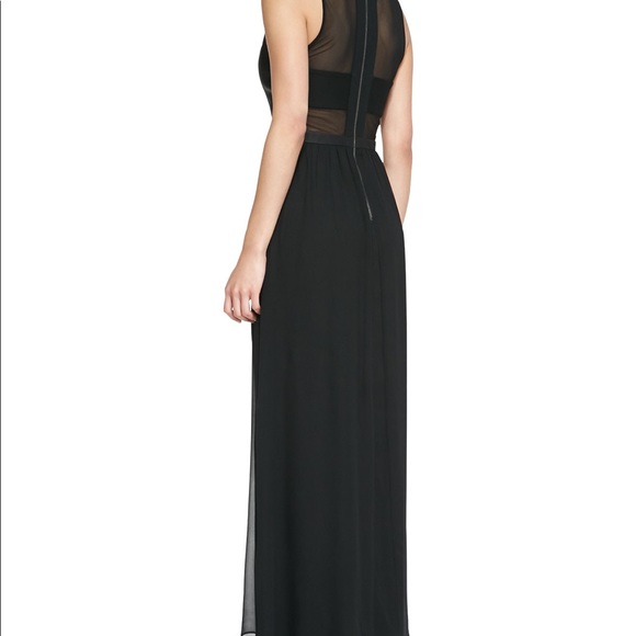 Faux Leather Chiffon Long Dress - Picture 1 of 4